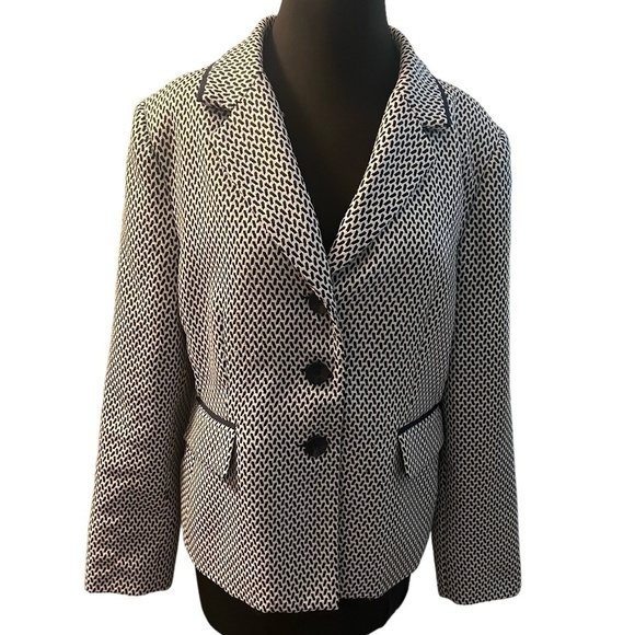 Danillo houndstooth print lined three button blazer size12, Navy Blue and white - Picture 1 of 11